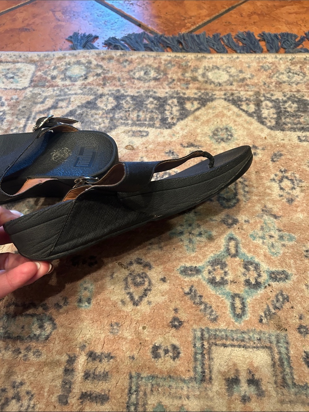 Fitflop Black Thong Sandal with Buckle Detail - Picture 4 of 11